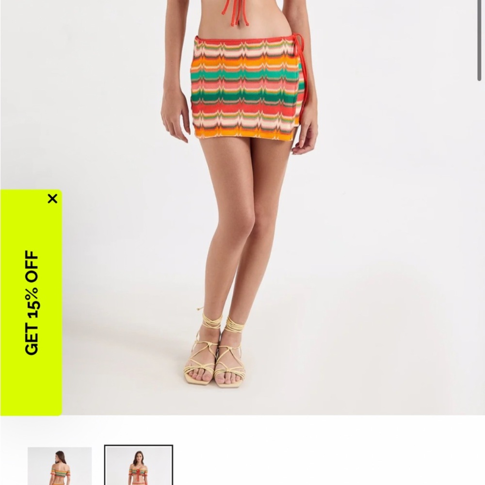 Colorful Striped bikini and skirt set - Picture 2 of 2